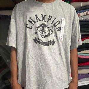 Champion Phys Ed Graphic T-Shirt Gray NWT